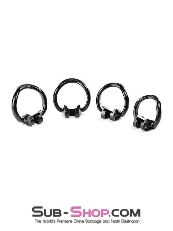 0327AE      Black Knight High Security Keyed Tumbler Locking Male Chastity with 4 Base Cock Ring Sizes