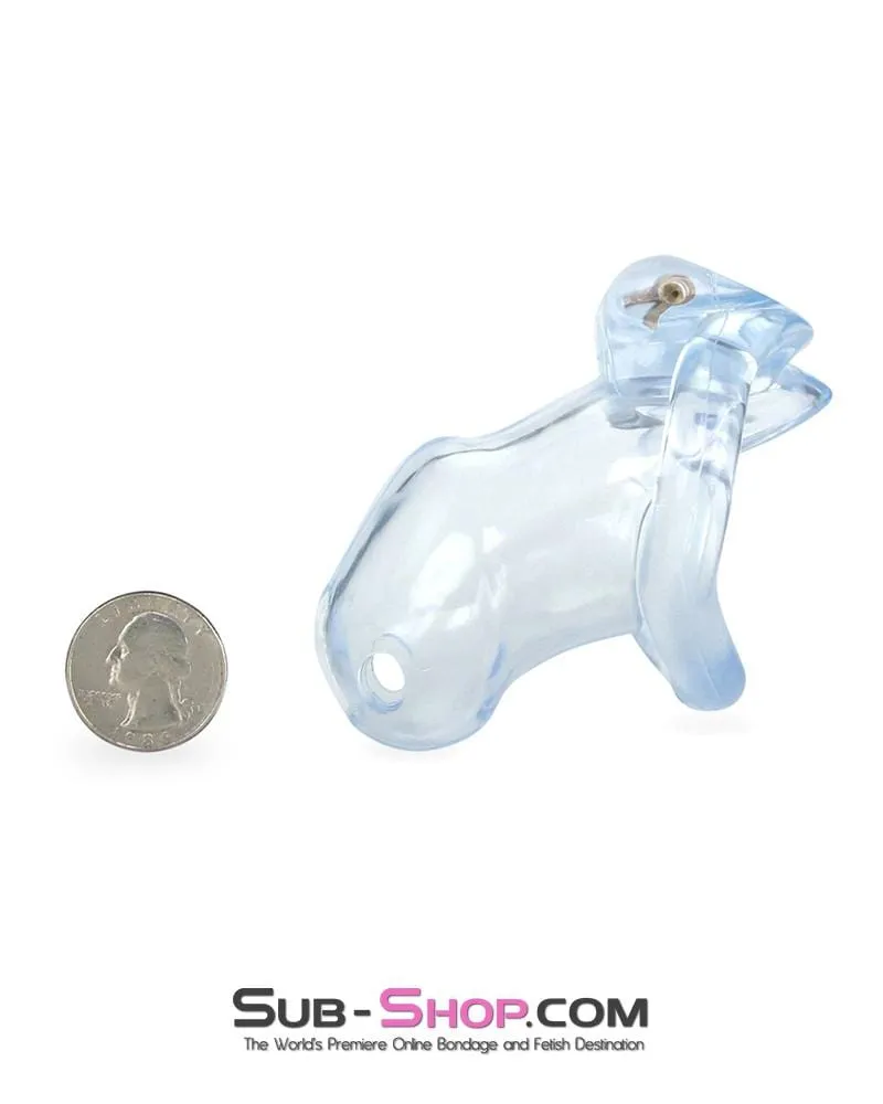 0398AE      Short Exposed in Chastity High Security Keyed Tumbler Locking Male Chastity with 4 Base Cock Ring Sizes - MEGA Deal