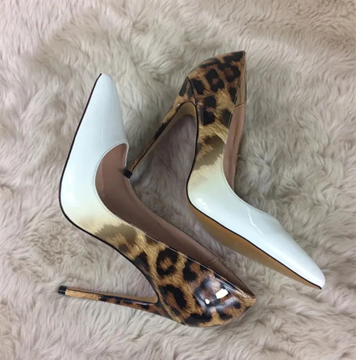 12cm Leopard print gradient high heels