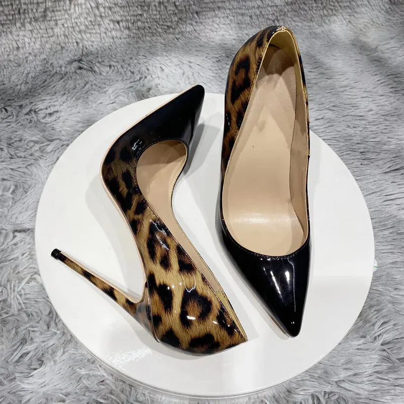 12cm Leopard print gradient high heels