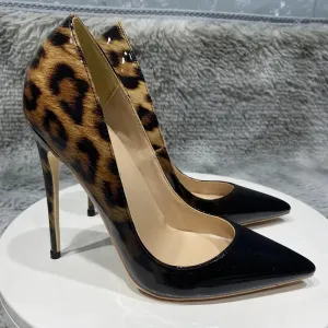 12cm Leopard print gradient high heels