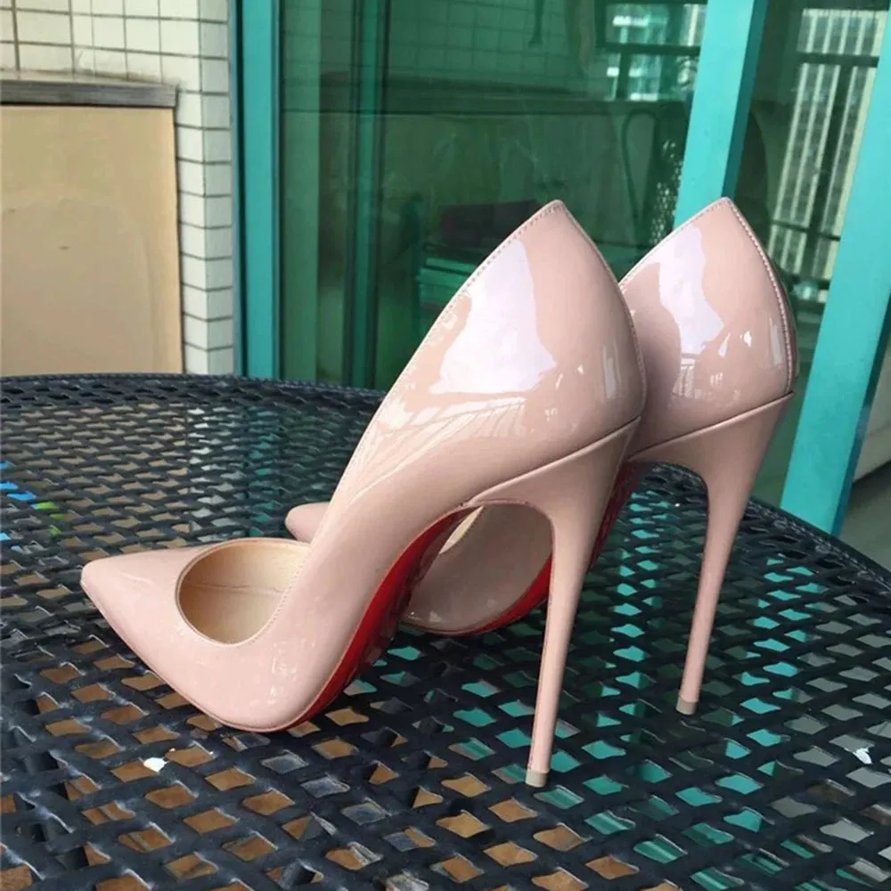 12cm Women Sexy Elegant Pumps Stilettos Sexy Black Red Nude White High Heels