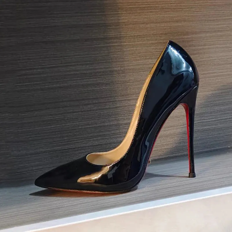 12cm Women Sexy Elegant Pumps Stilettos Sexy Black Red Nude White High Heels