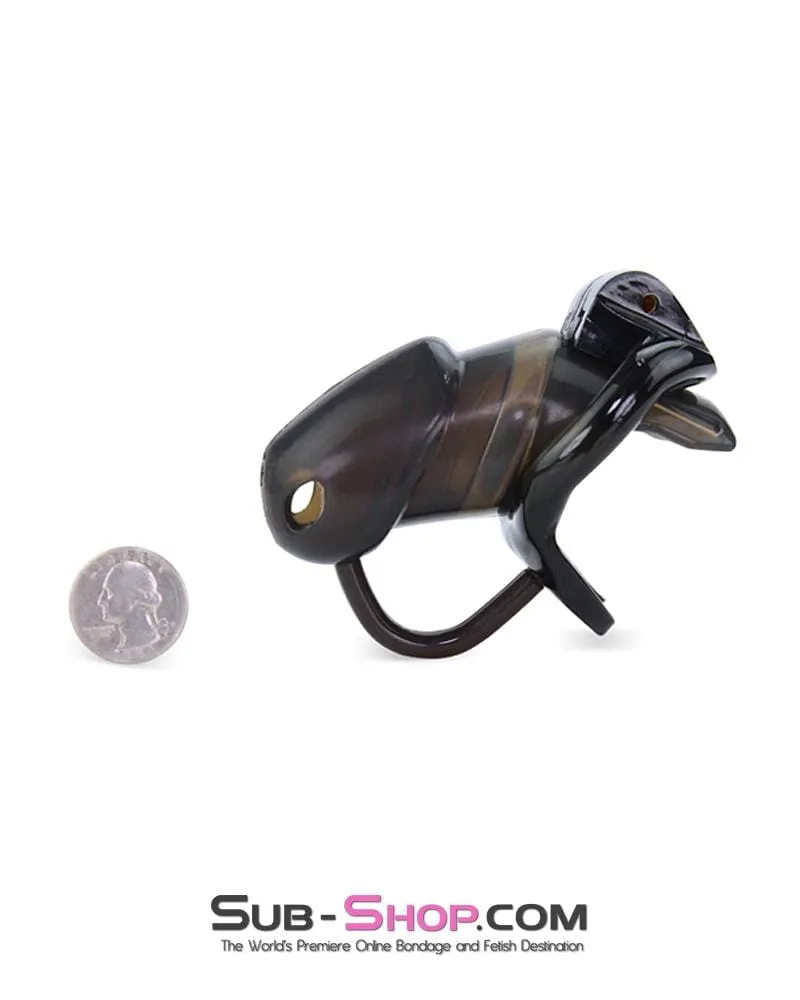 1335AR      Long Black Cock Blocker Silicone Locking Male Chastity with Ball Divider