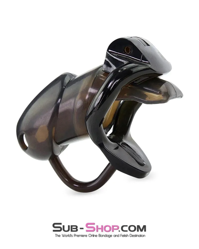 1335AR      Long Black Cock Blocker Silicone Locking Male Chastity with Ball Divider