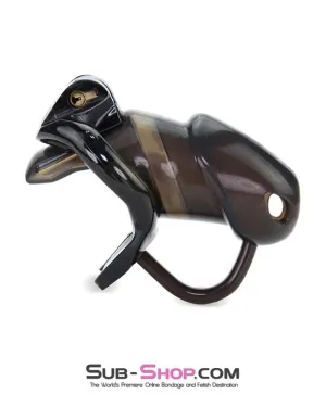 1335AR      Long Black Cock Blocker Silicone Locking Male Chastity with Ball Divider
