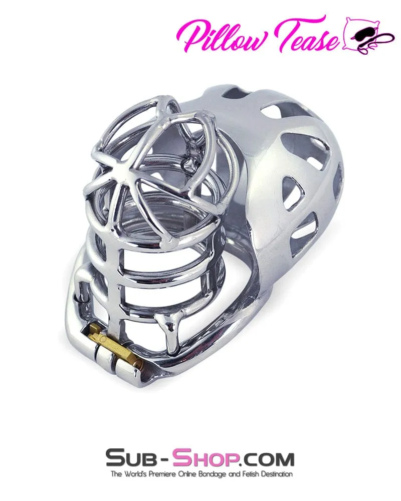 1445AR      Full Coverage Steel Locking Chastity Tease and CBT Device, 2" Cock Ring