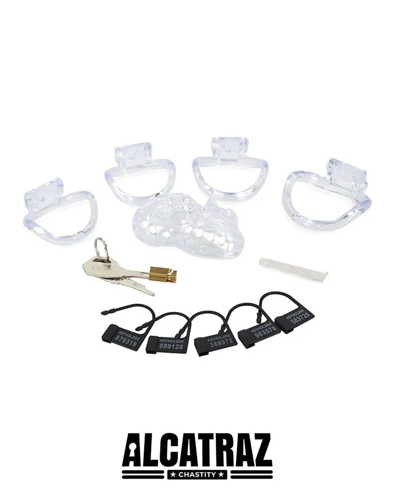 1460AR-SIS      Sissy Boy Toy Clear Short High Security Pin Tumbler Locking Cock Cage Chastity