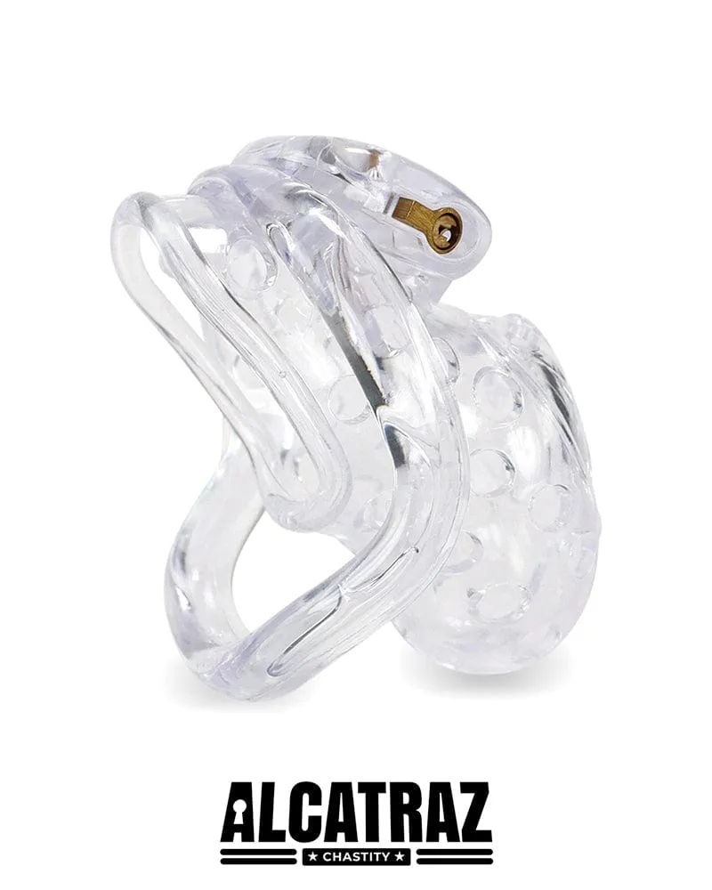 1460AR-SIS      Sissy Boy Toy Clear Short High Security Pin Tumbler Locking Cock Cage Chastity