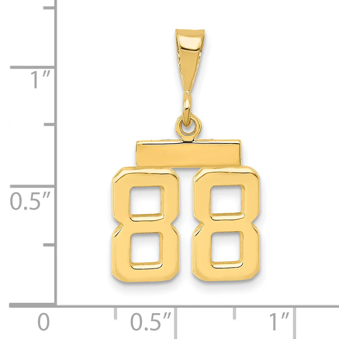 14k yellow gold small polished number 88 charm