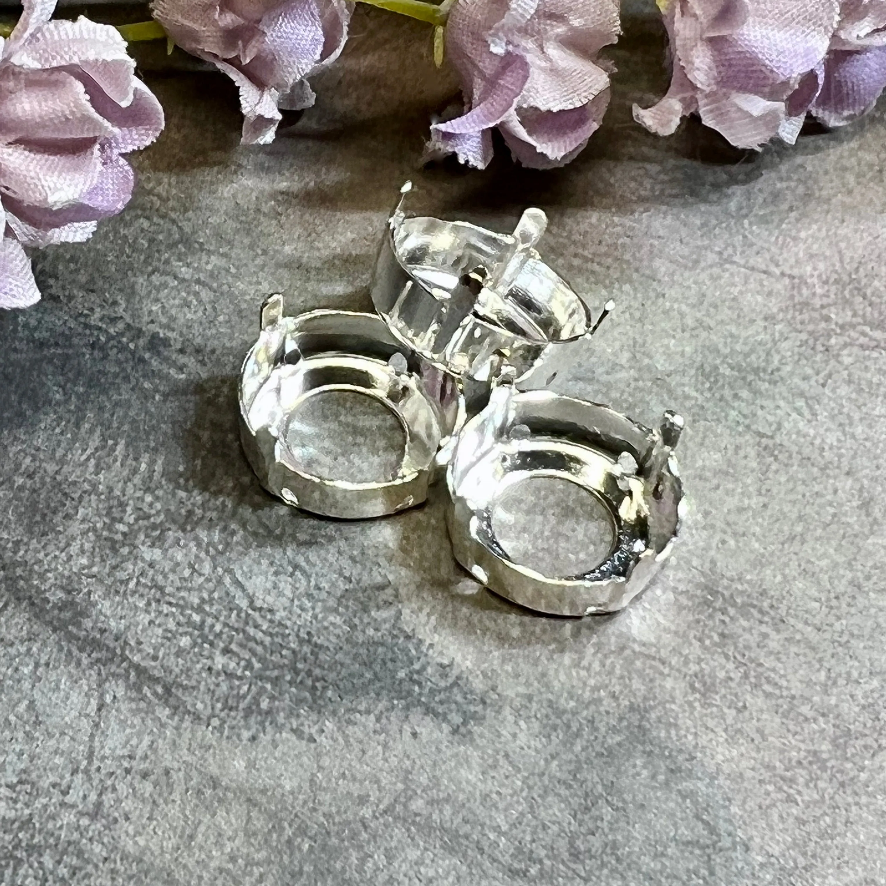 14mm 1122 Rivoli Silver Plated Sew On Settings for Swarovski Crystal Nickel Free