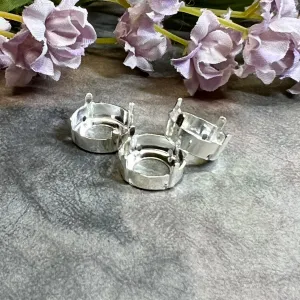 14mm 1122 Rivoli Silver Plated Sew On Settings for Swarovski Crystal Nickel Free