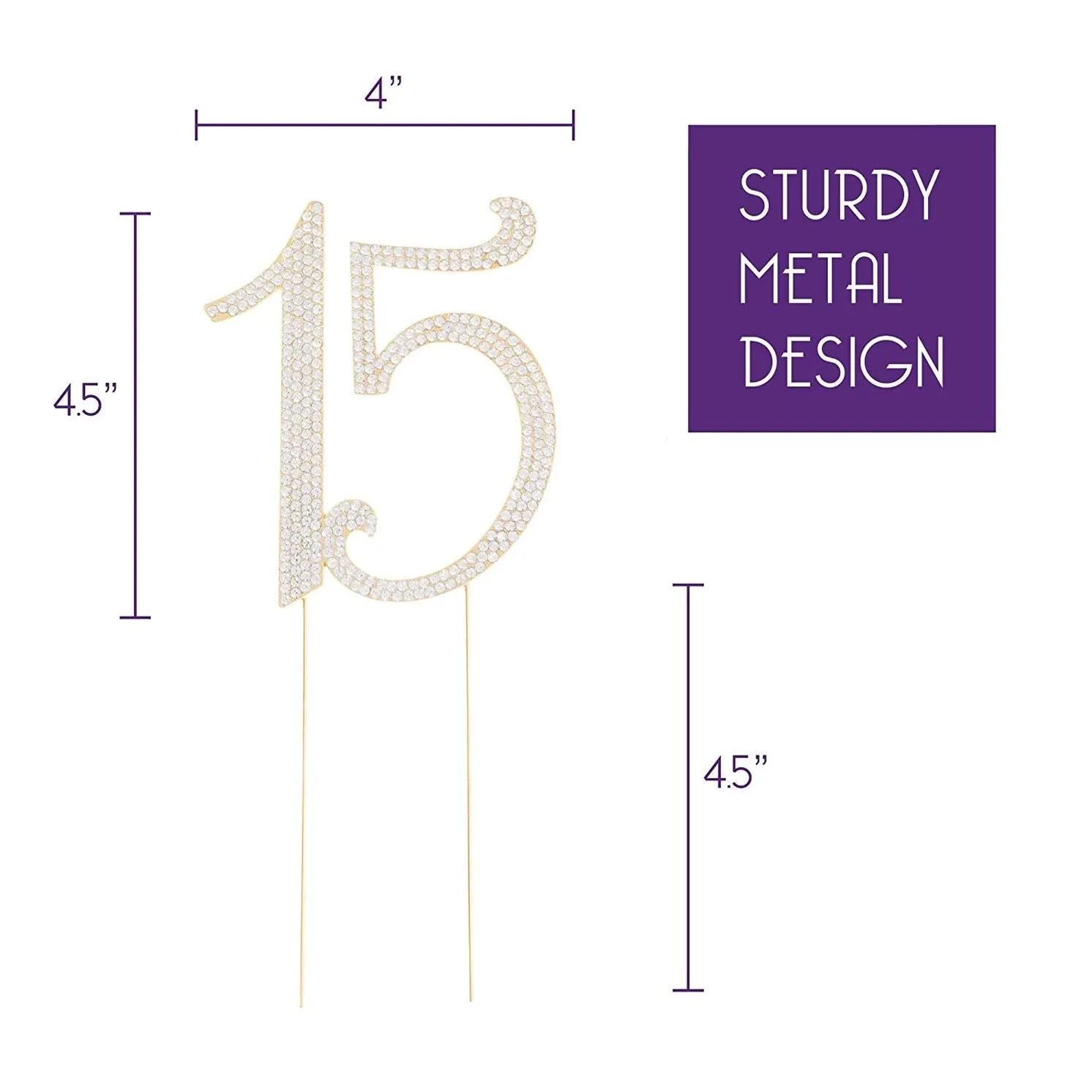 15 Gold Crystal Cake Topper