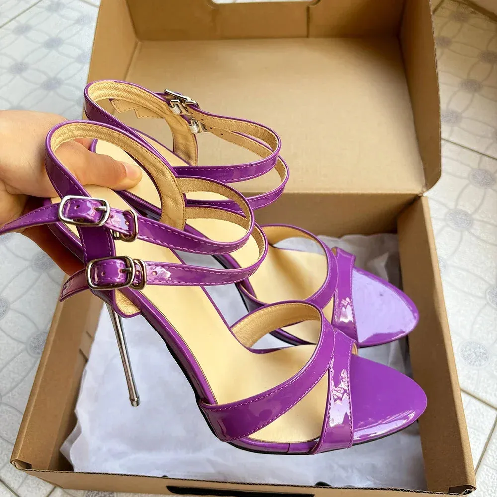 16CM Fashion Super High Heels Purple Sandals Sexy Pumps