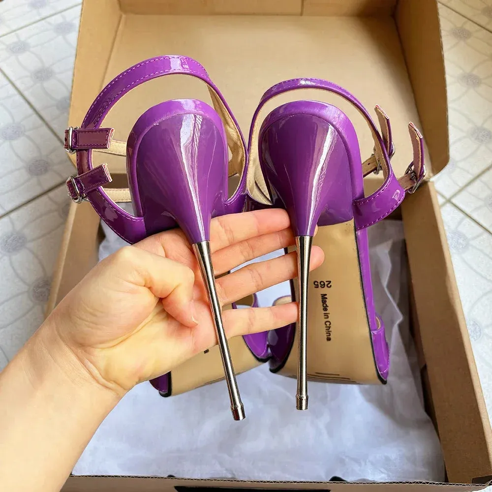16CM Fashion Super High Heels Purple Sandals Sexy Pumps