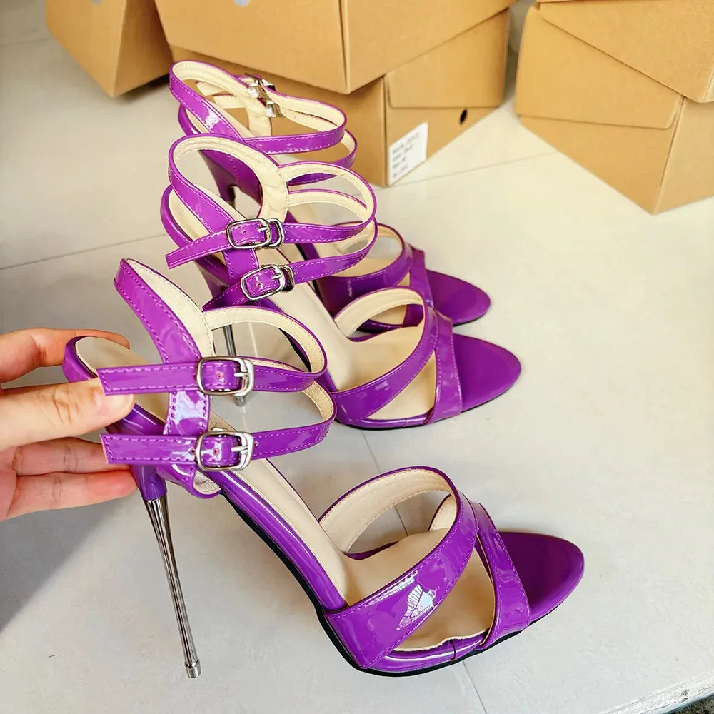16CM Fashion Super High Heels Purple Sandals Sexy Pumps