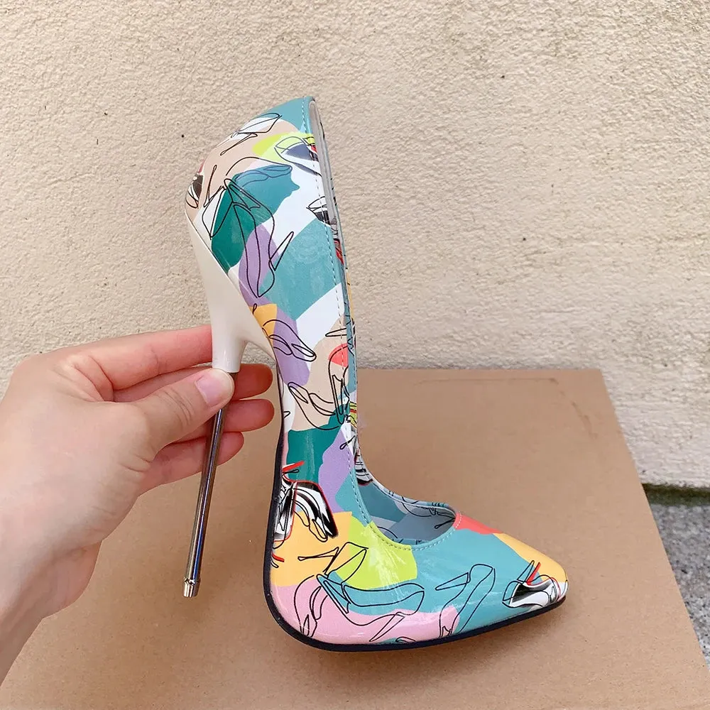 16cm Thin High Heels Stilettos Sexy Blue Pumps Fetish Night Club Party Runway Catwalk Man