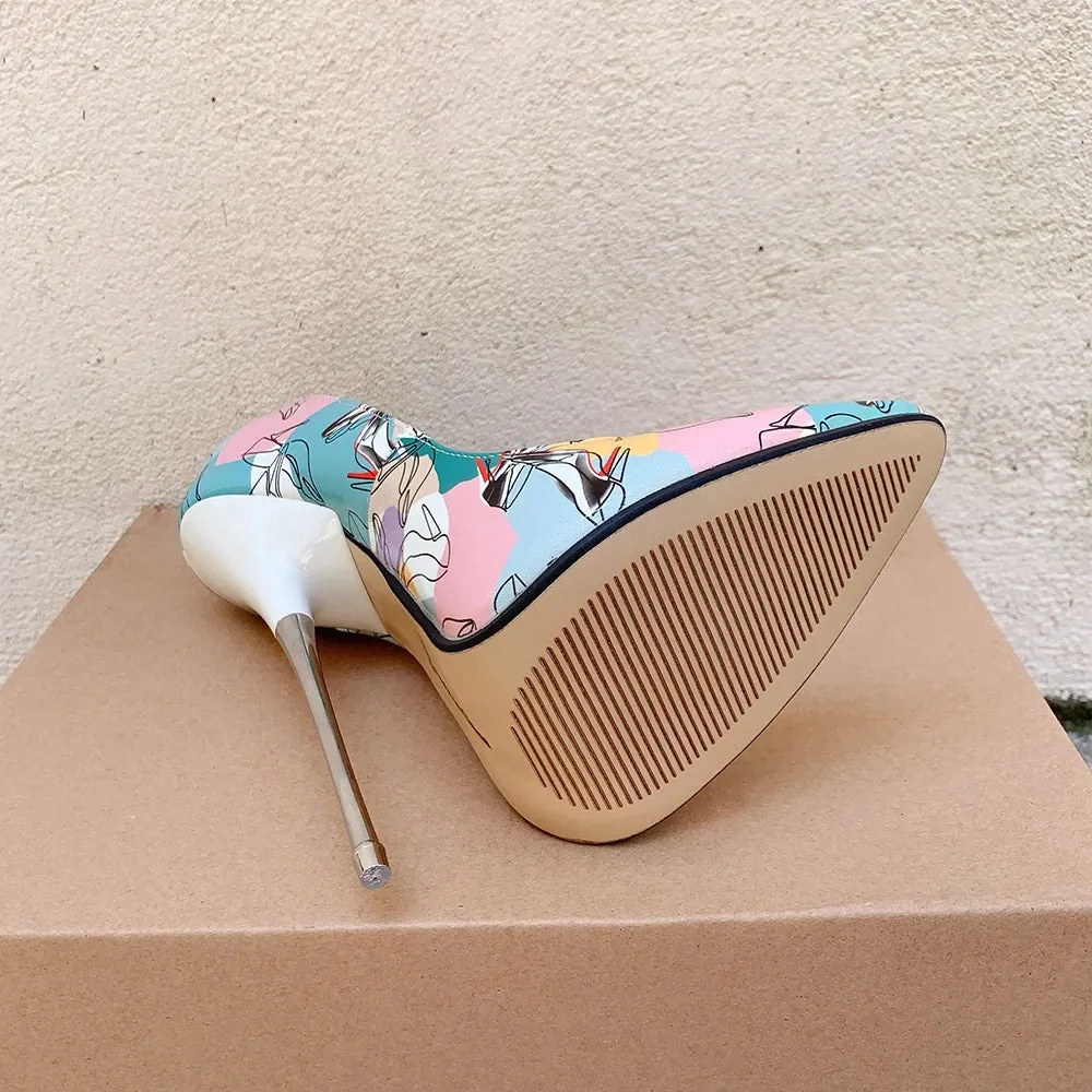 16cm Thin High Heels Stilettos Sexy Blue Pumps Fetish Night Club Party Runway Catwalk Man