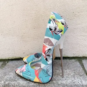 16cm Thin High Heels Stilettos Sexy Blue Pumps Fetish Night Club Party Runway Catwalk Man