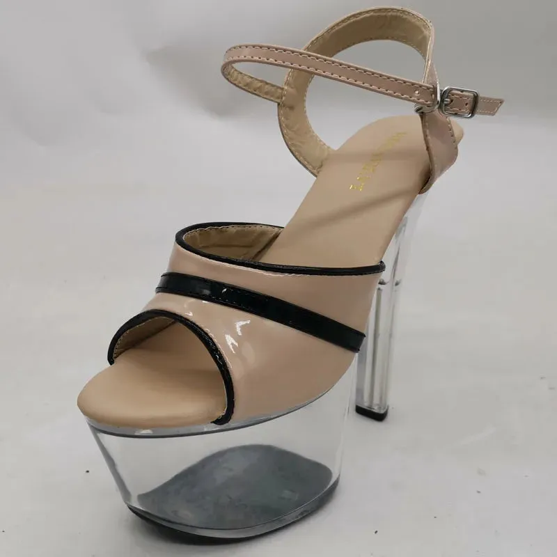 17CM/7inches PU Upper Fashion Sexy Exotic High Heel Platform Party Women Sandals