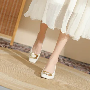 2025 488-6 temperament  square head thick heel single shoes women's 2025 spring and autumn new professional commuting middle heel square buckle shoes