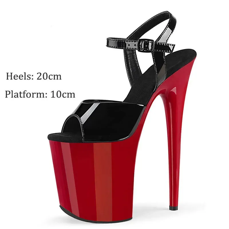 20CM/8inches PU Upper Fashion Sexy Exotic High Heel Platform Party Women Sandals