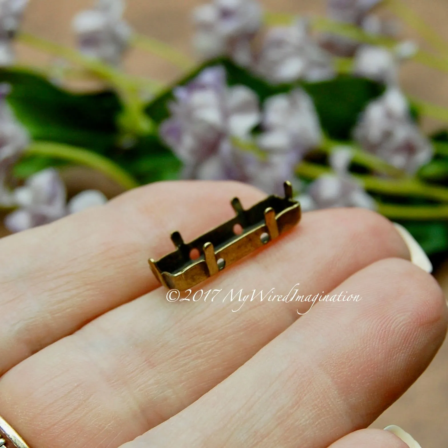 21x7mm Princess Cut Crystal Setting, Silver or Antique Bronze Plated Prong Setting
