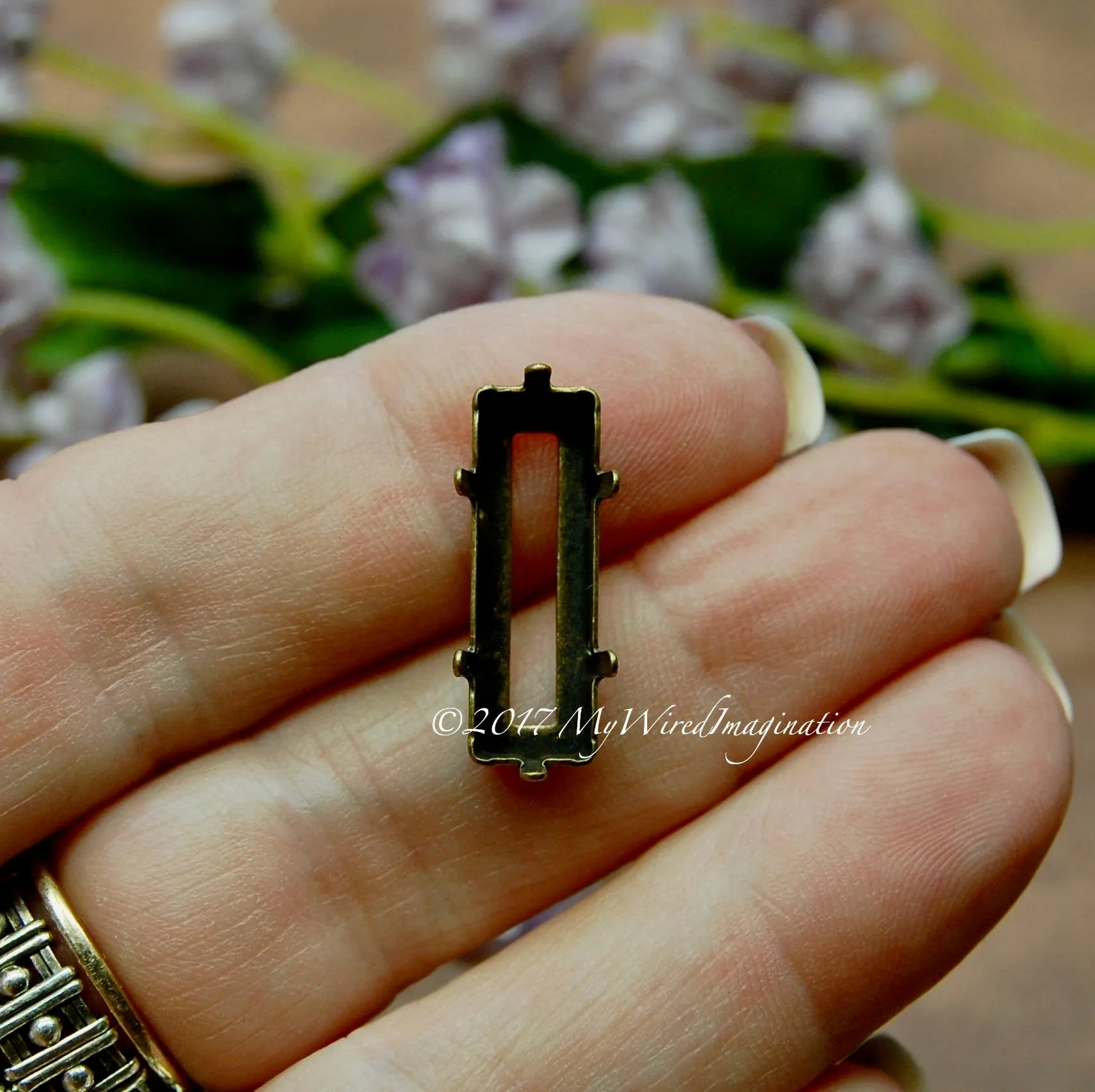 21x7mm Princess Cut Crystal Setting, Silver or Antique Bronze Plated Prong Setting