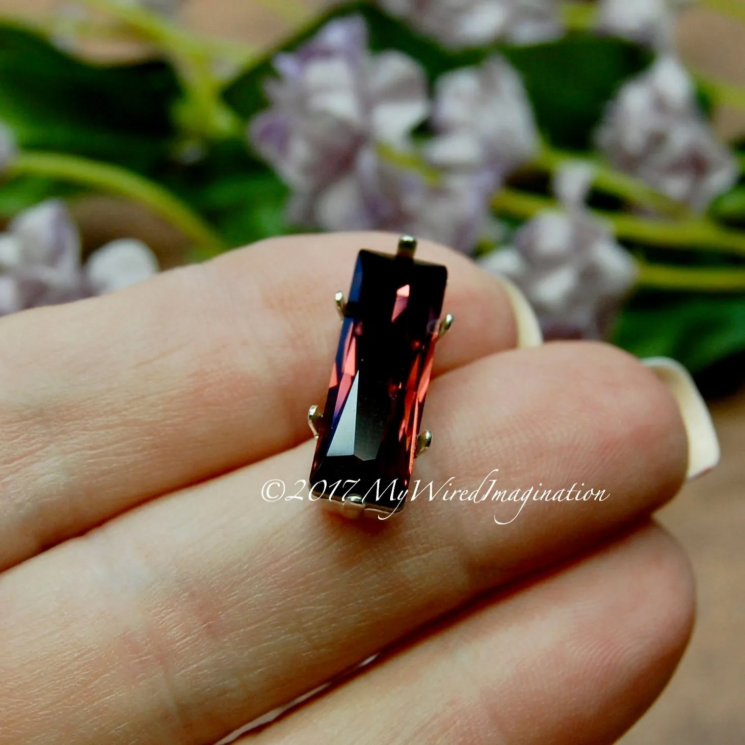 21x7mm Princess Cut Crystal Setting, Silver or Antique Bronze Plated Prong Setting