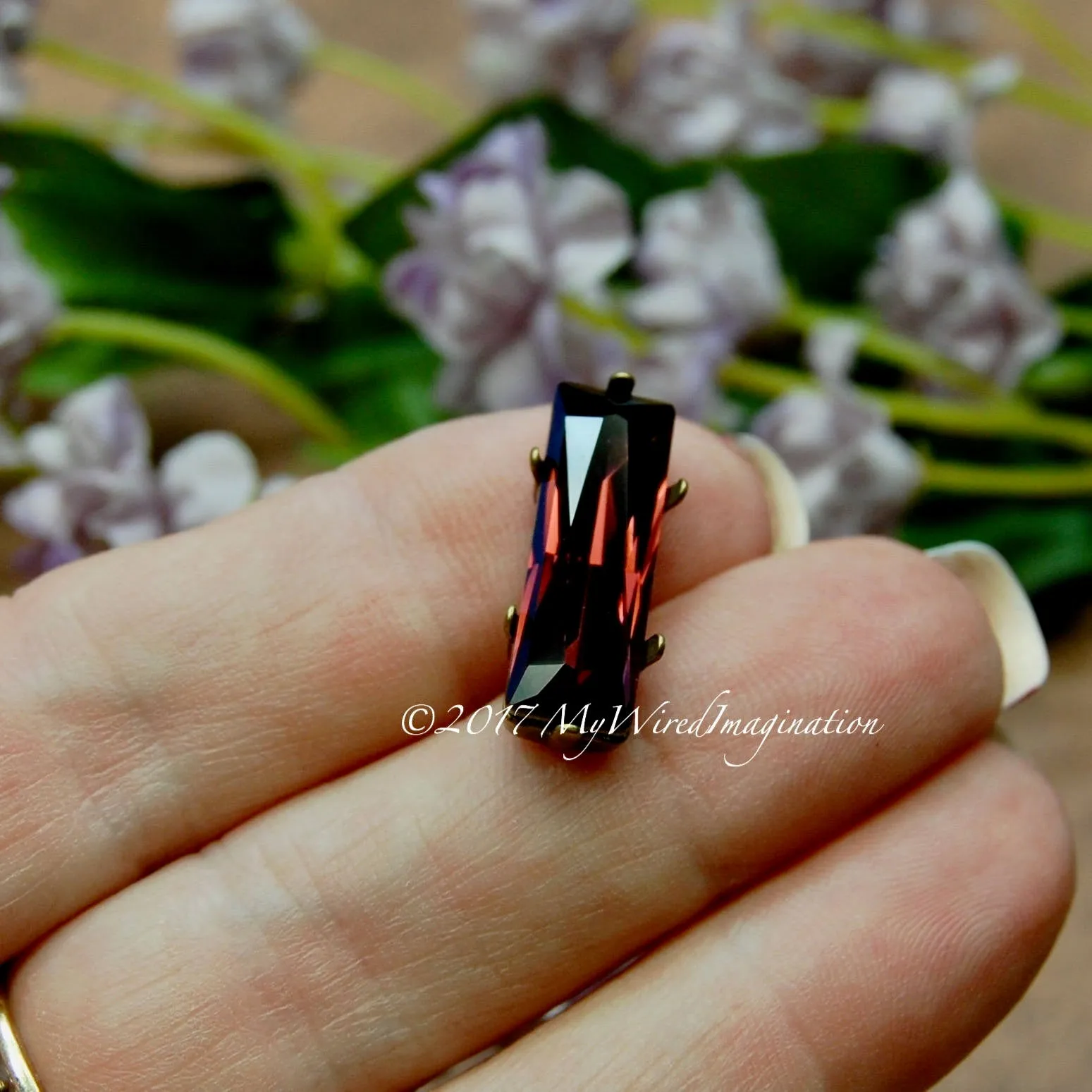 21x7mm Princess Cut Crystal Setting, Silver or Antique Bronze Plated Prong Setting