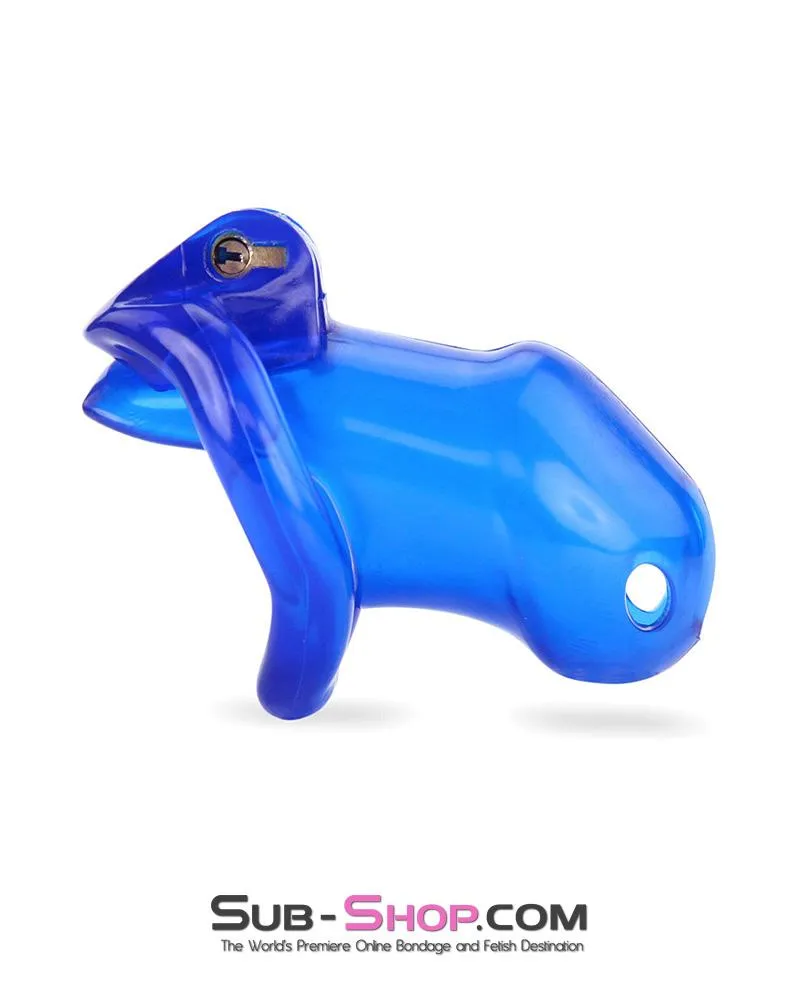 3510AE      Blue Blazes Chastity Tease High Security Locking Cock Cage Sensation Device