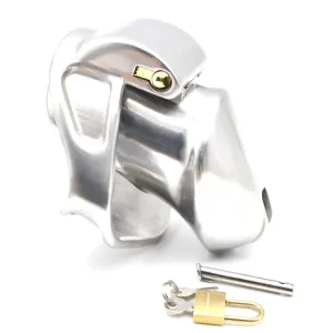 7157M      Short Dick Steele High Security Chastity Cock Cage with Small Cock Cuff