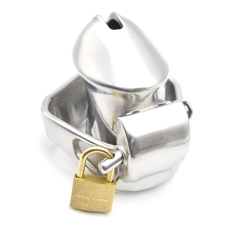7157M      Short Dick Steele High Security Chastity Cock Cage with Small Cock Cuff