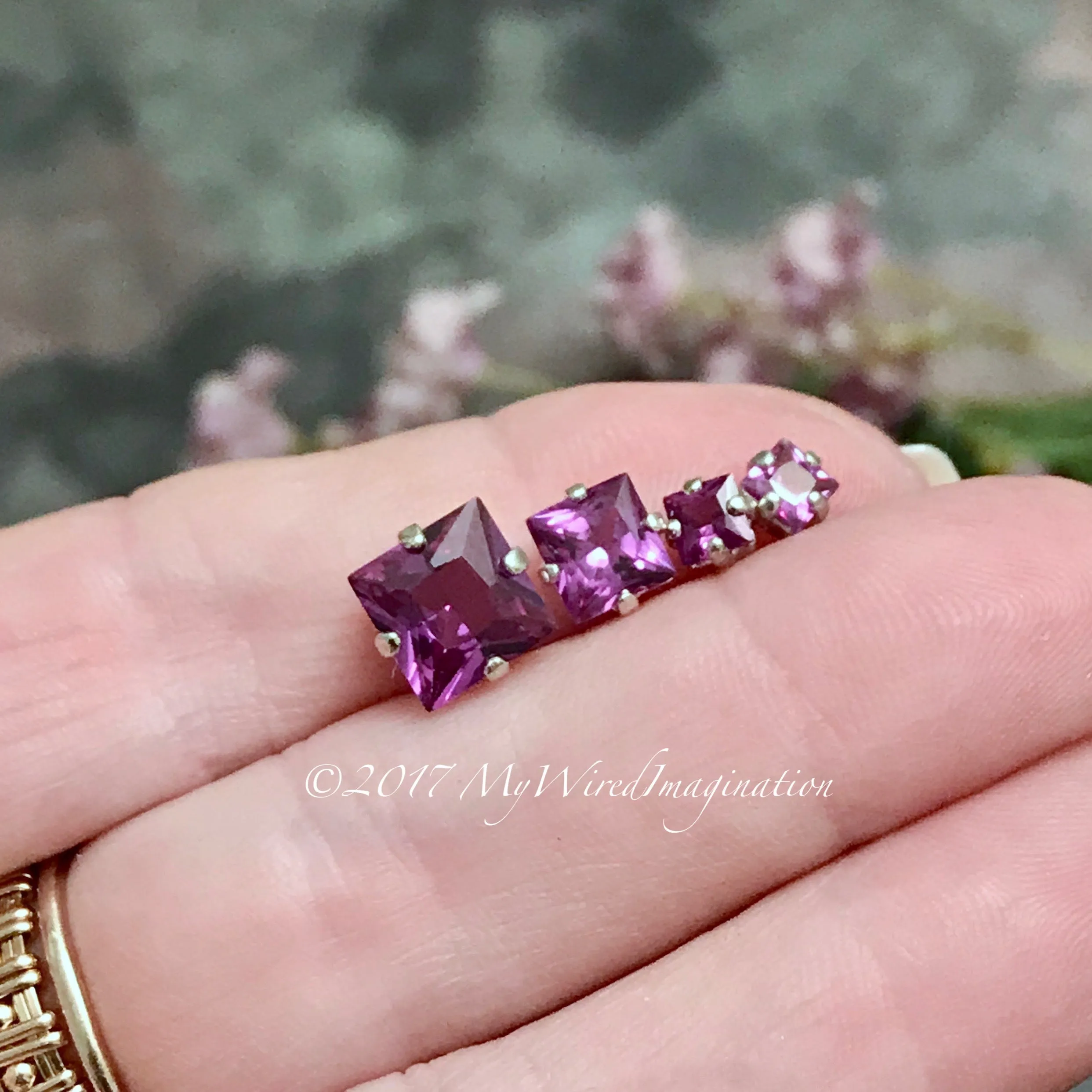 Alexandrite, Color Change, Lab Created, 4mm, 6mm, or 8mm Square, Faceted Gemstone
