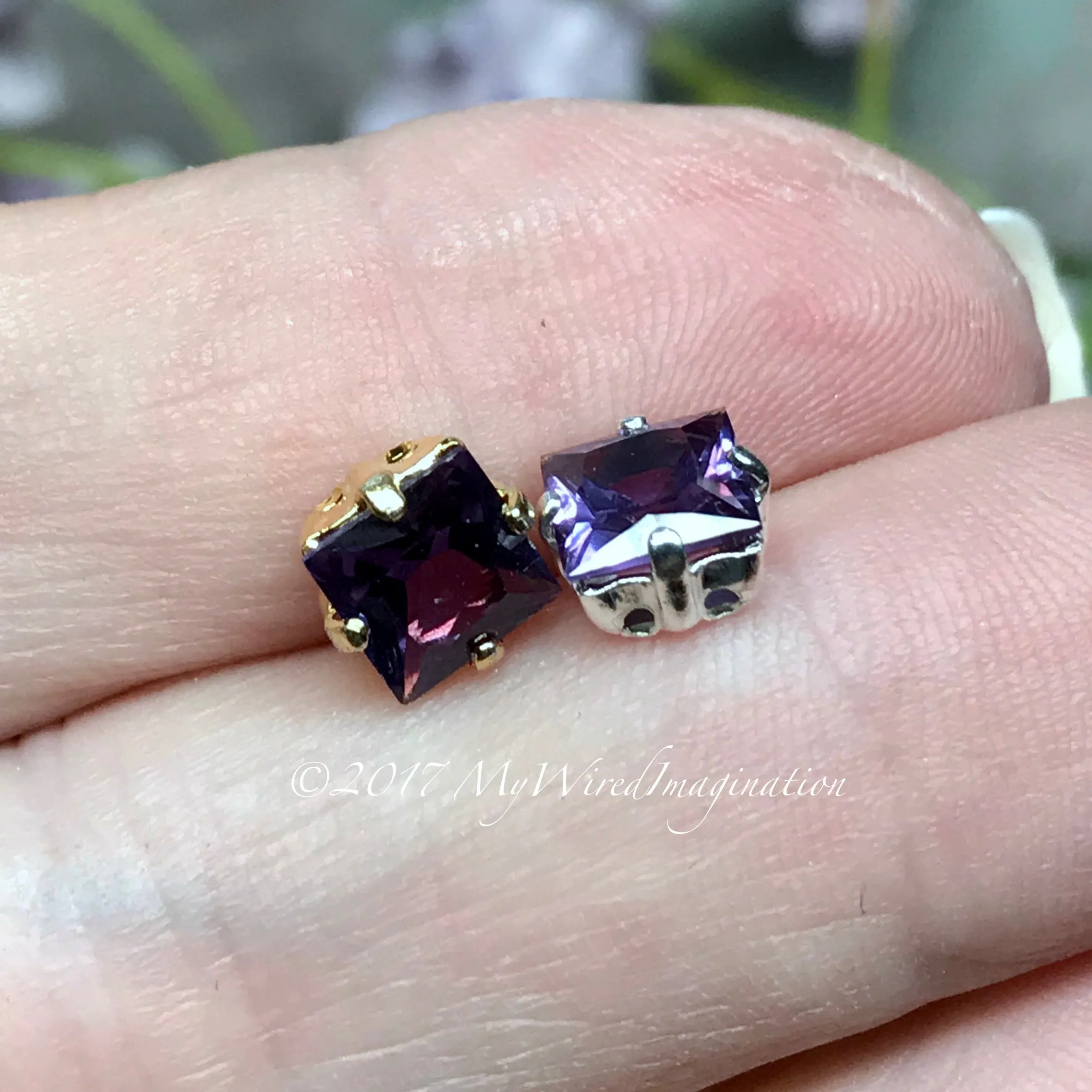 Alexandrite, Color Change, Lab Created, 4mm, 6mm, or 8mm Square, Faceted Gemstone