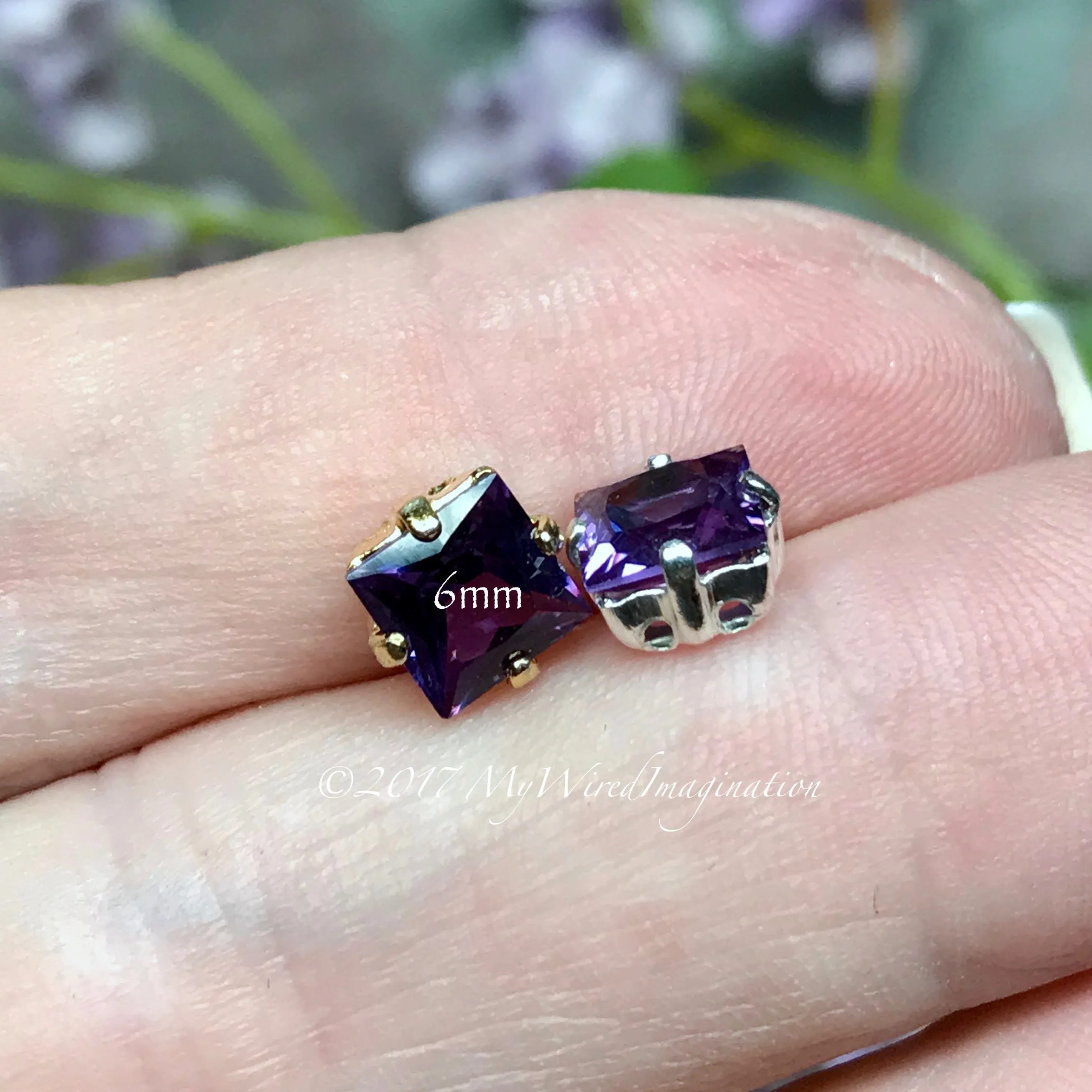 Alexandrite, Color Change, Lab Created, 4mm, 6mm, or 8mm Square, Faceted Gemstone