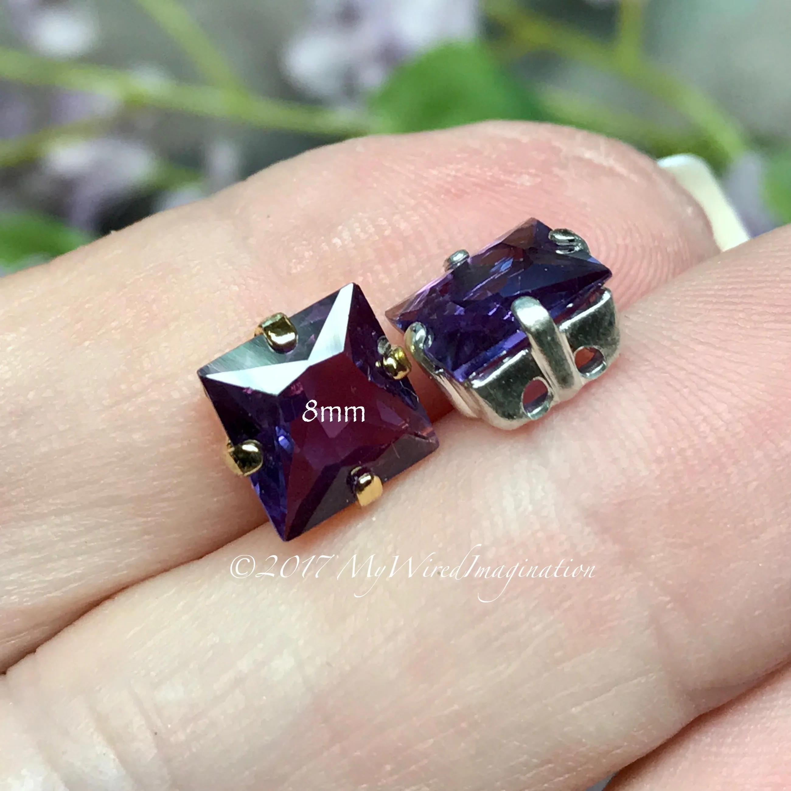 Alexandrite, Color Change, Lab Created, 4mm, 6mm, or 8mm Square, Faceted Gemstone