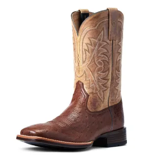 Ariat men's Night Life Ultra - Antique Tabac Smooth Quill Ostrich/Sorrell Brown