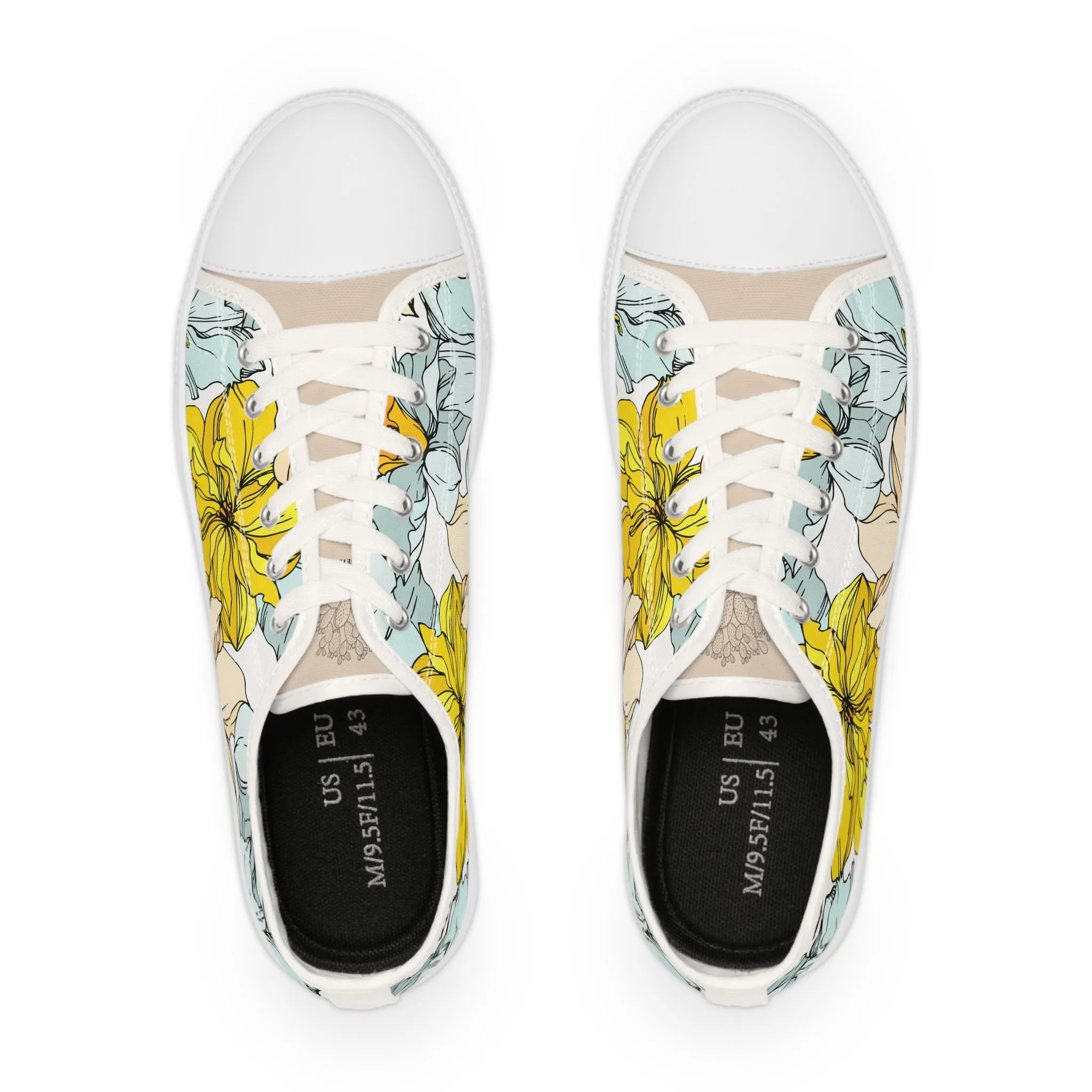 Artistic Floral Collection Low Top Sneakers for Creative Souls by Margo Makaroff with Personalization