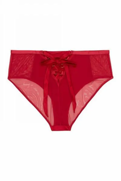 Aysha Caged High Waisted Brief - Red - Size US