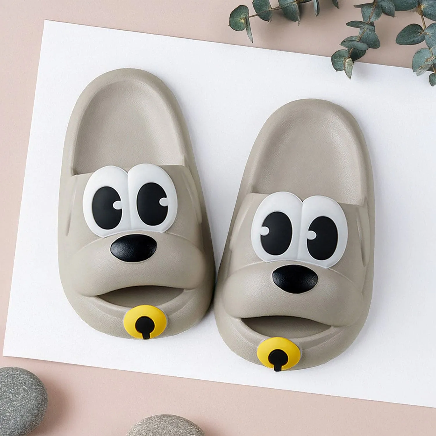 Baby Moo Dog Waterproof Soft Slippers Anti-Skid Sliders - Grey