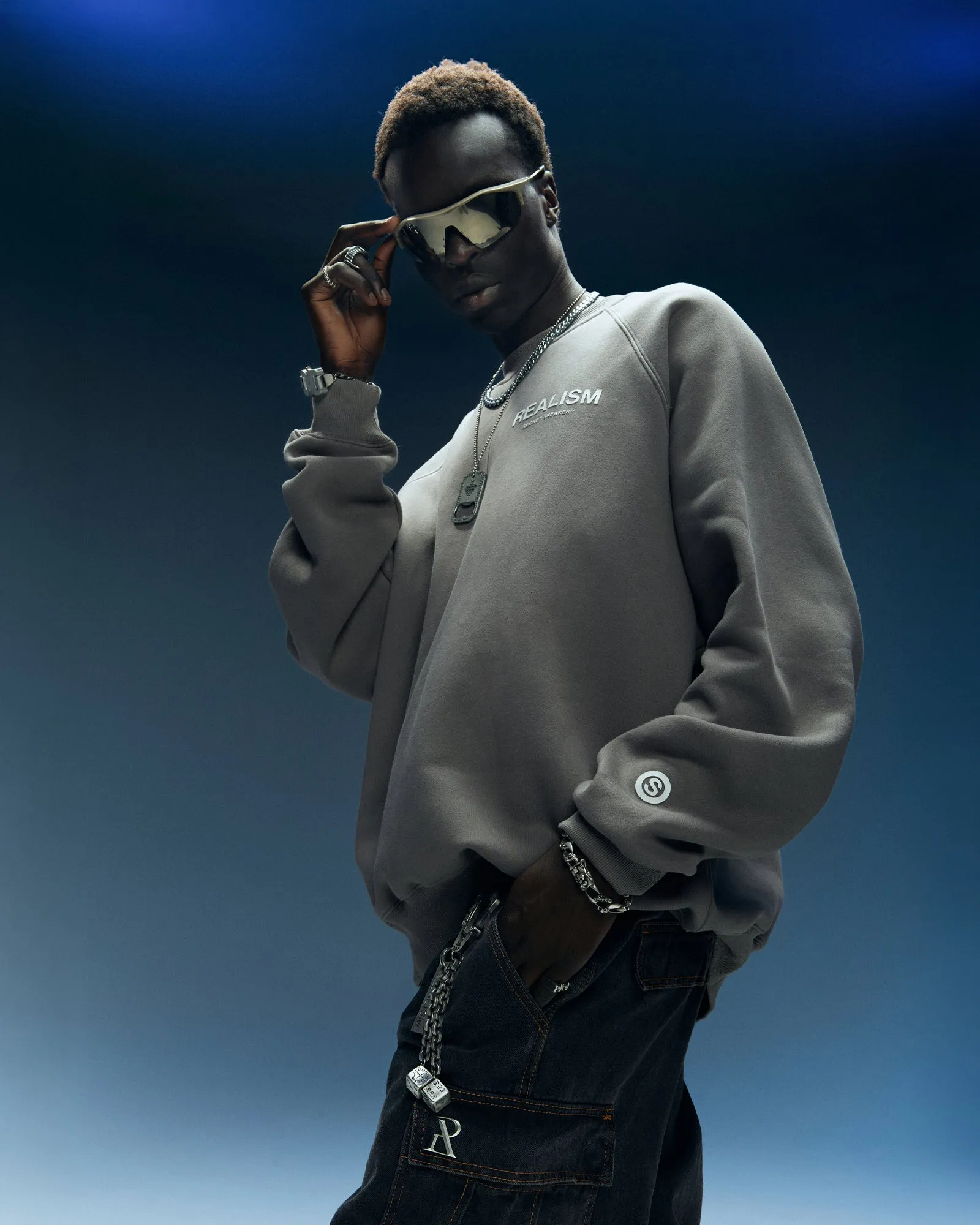 BACK LOGO CREWNECK COOL GREY