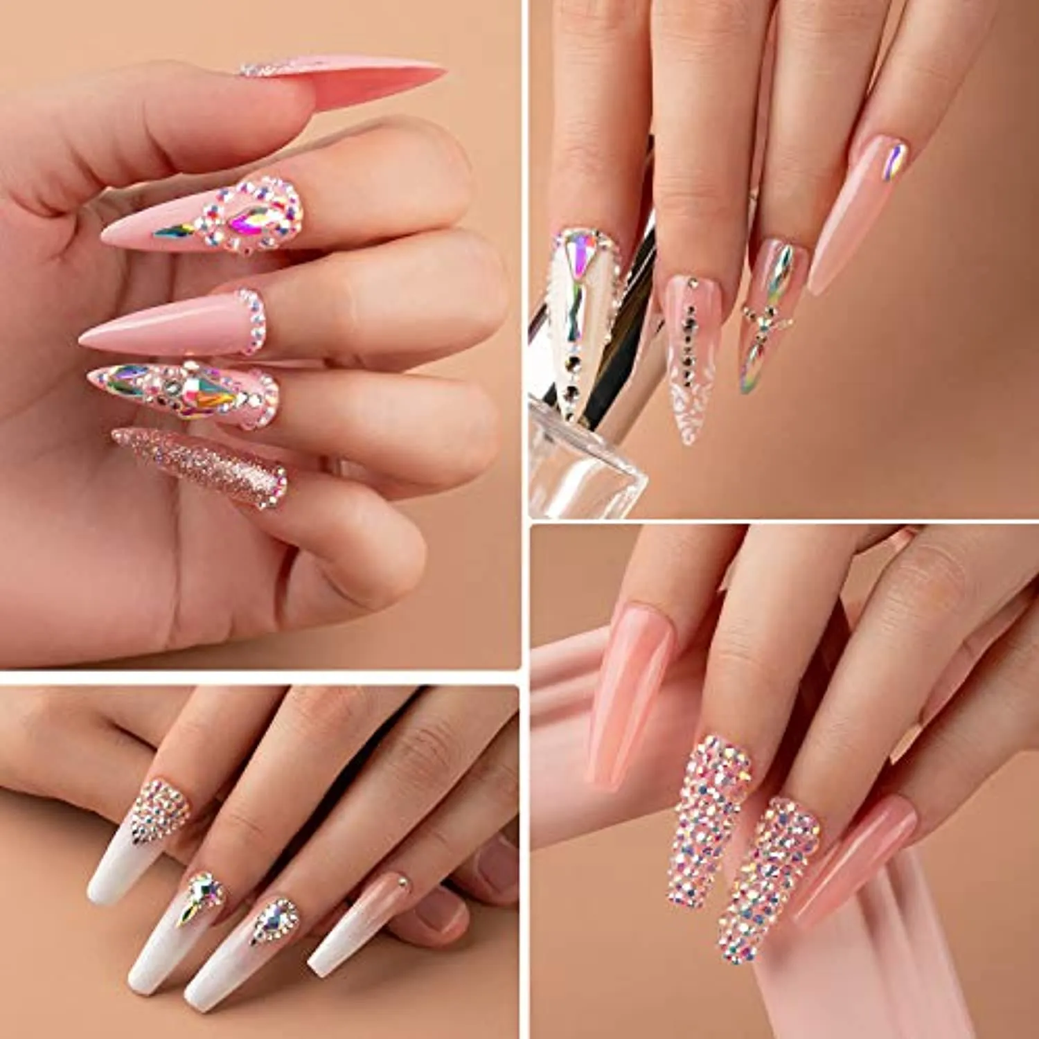 Beetles Gel Polish Nail Art Rhinestones,Crystal Glass AB Rhinestone Gems (120   3456 Pcs）for Gel Nail Polish/Nail Dipping Powder/Nail Acrylic Powder Decoration with Nail Rhinestone Glue and Nail Brush