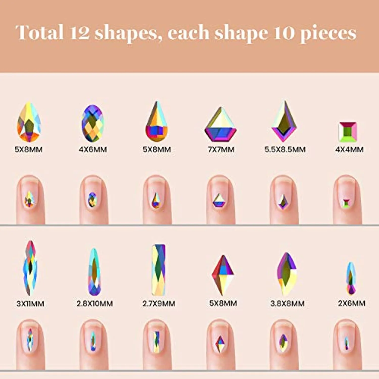 Beetles Gel Polish Nail Art Rhinestones,Crystal Glass AB Rhinestone Gems (120   3456 Pcs）for Gel Nail Polish/Nail Dipping Powder/Nail Acrylic Powder Decoration with Nail Rhinestone Glue and Nail Brush