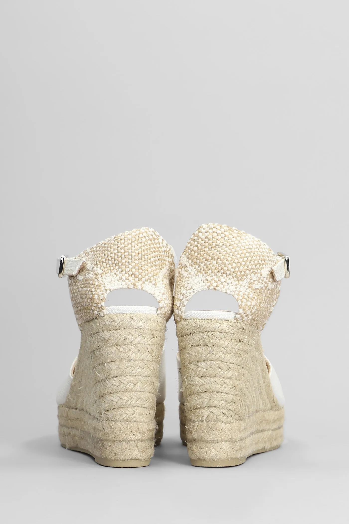 Bianca-8Ed-001 Wedges in white canvas