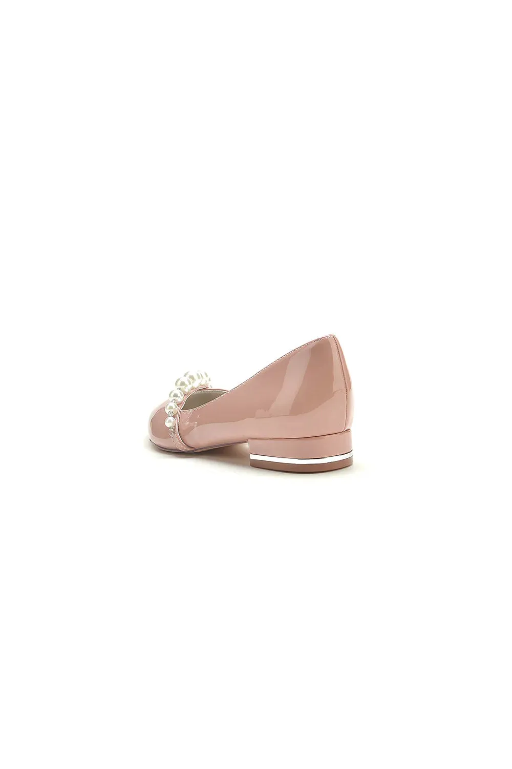 Black High Heels with Pearl and Rhinestone Embellishments