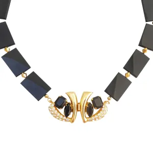 Black onyx golden collar necklace