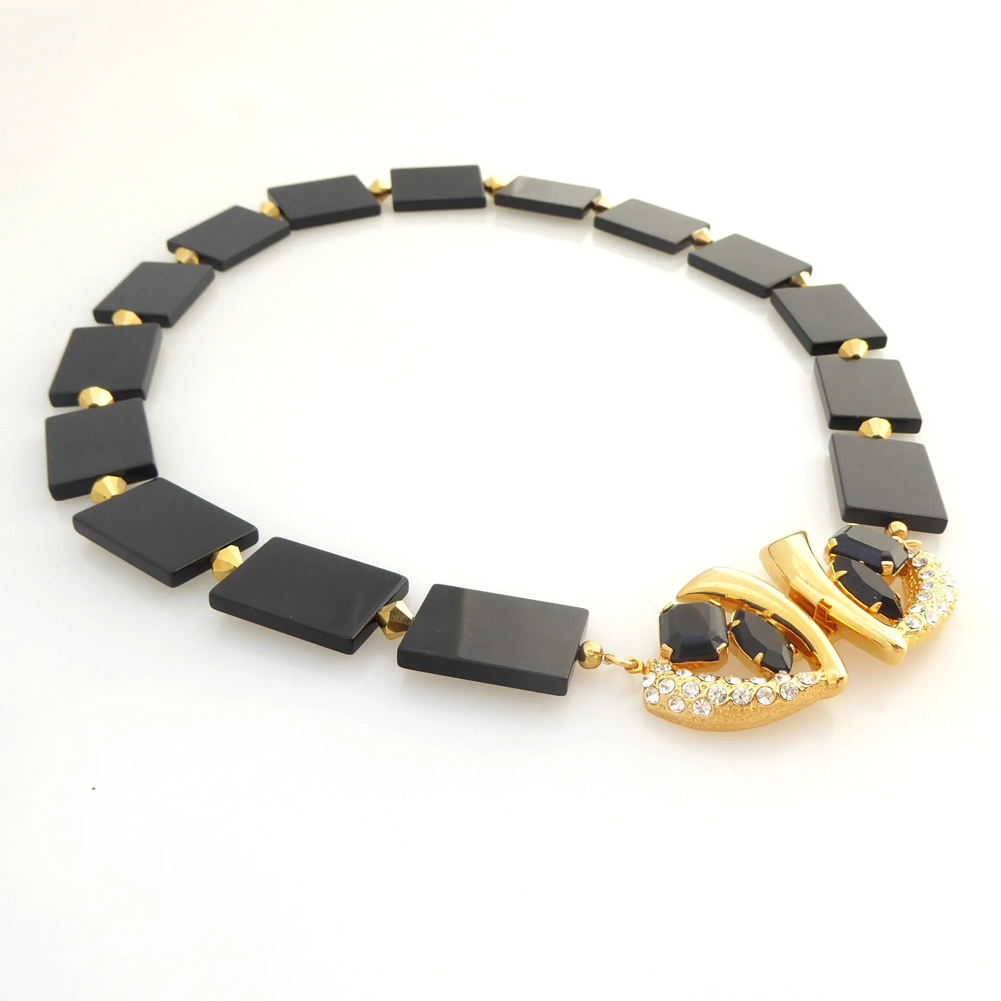 Black onyx golden collar necklace