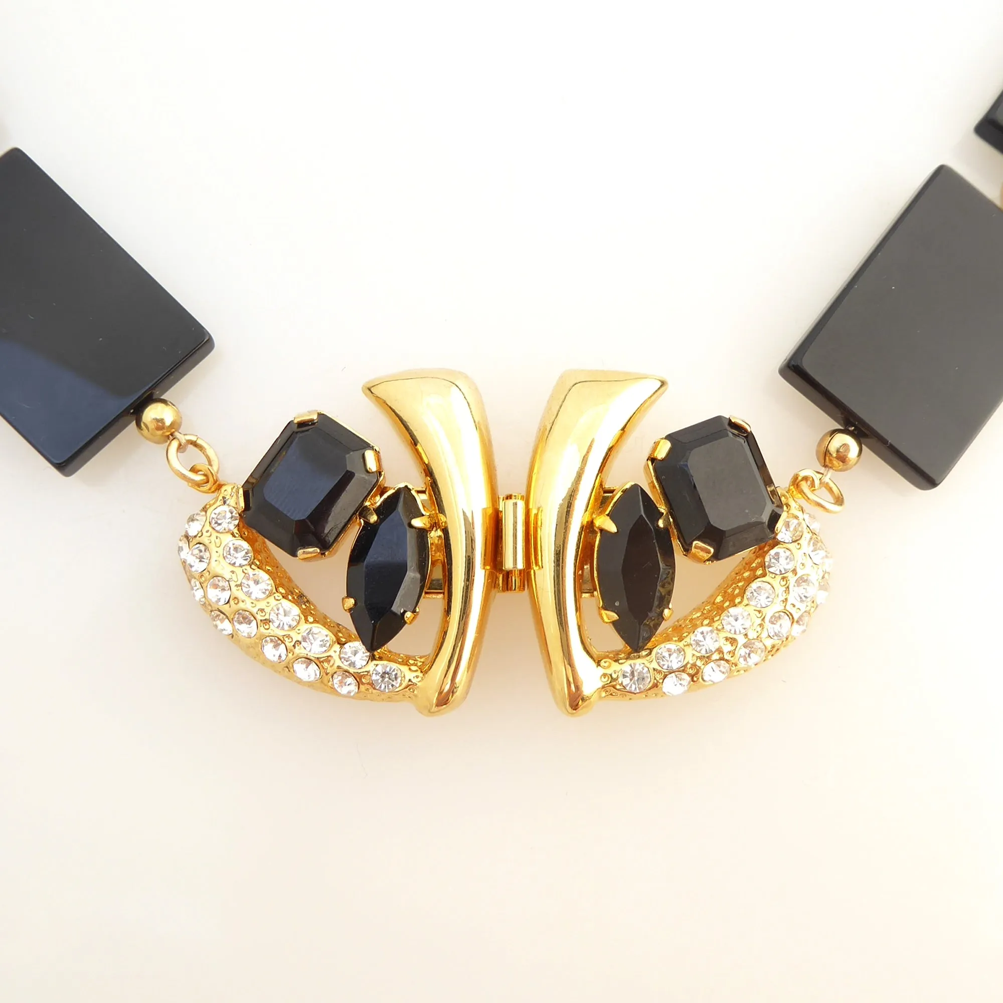 Black onyx golden collar necklace