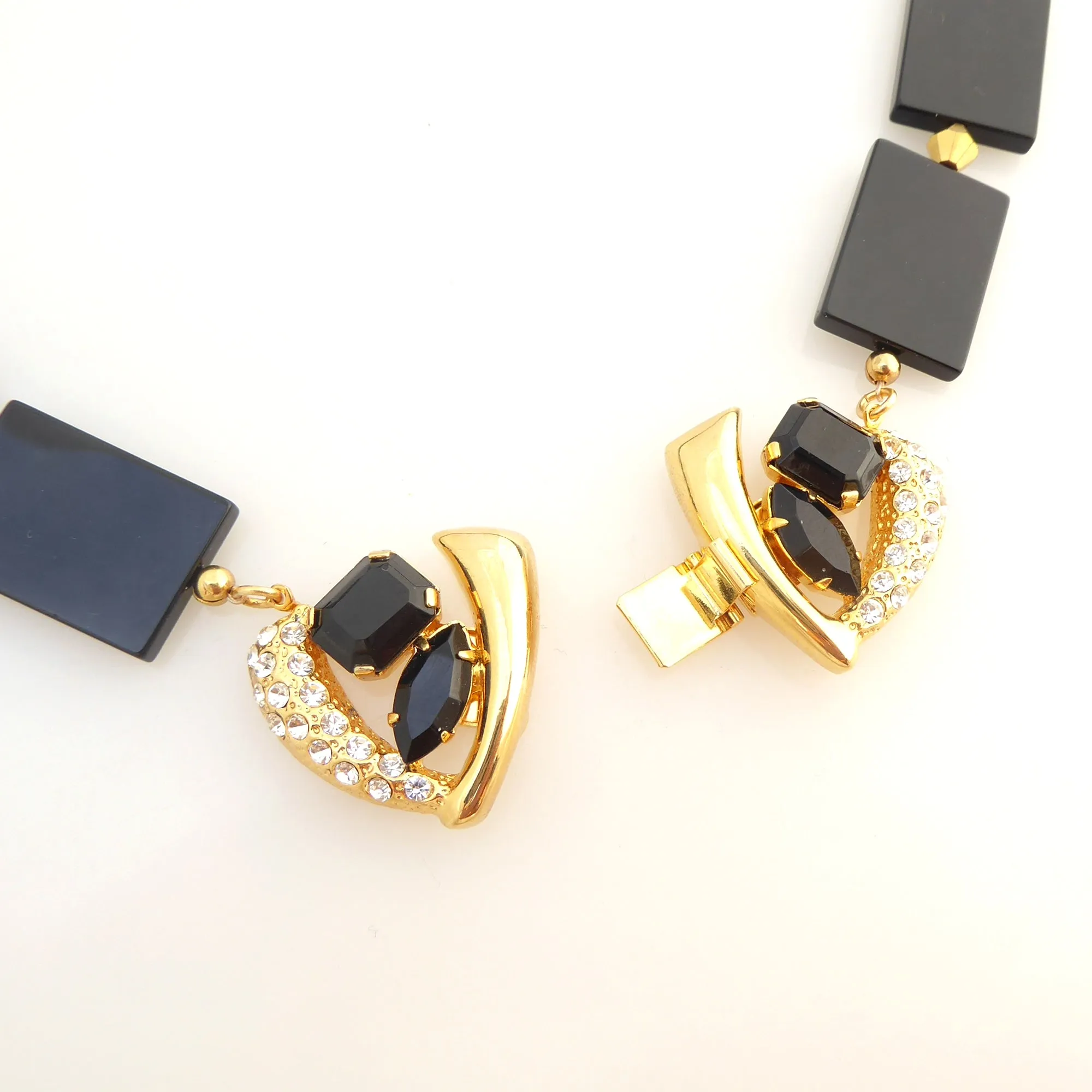 Black onyx golden collar necklace